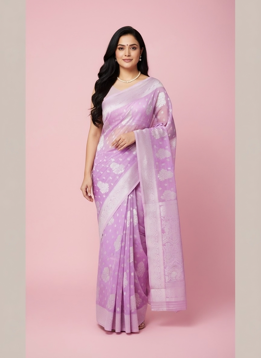 Cotton Saree with All Over Weaving Work