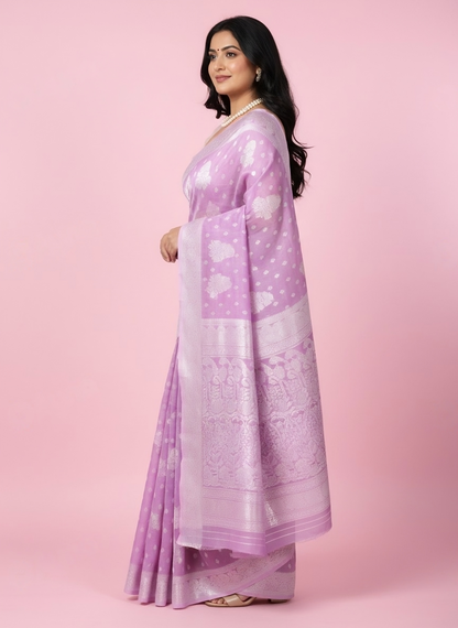 Cotton Saree with All Over Weaving Work