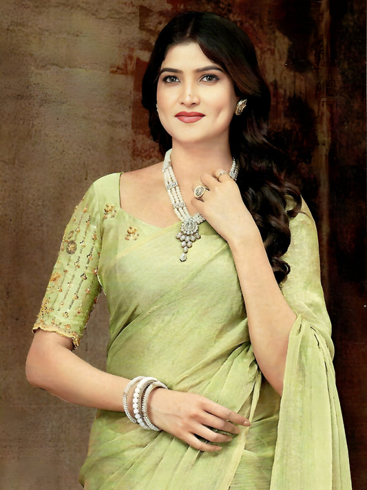 Crush chiffon Silk Saree