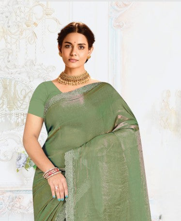 Crush Chiffon silk  Saree