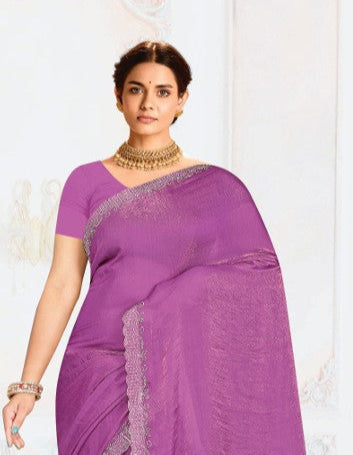 Lavende Crush Chiffon silk  Saree