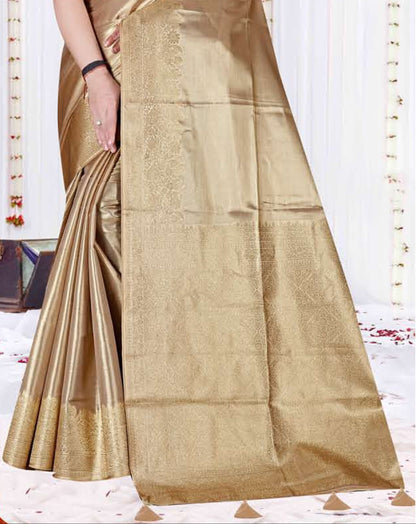 Premium Tissue Silk Saree with Elegant Golden Zari Weaving