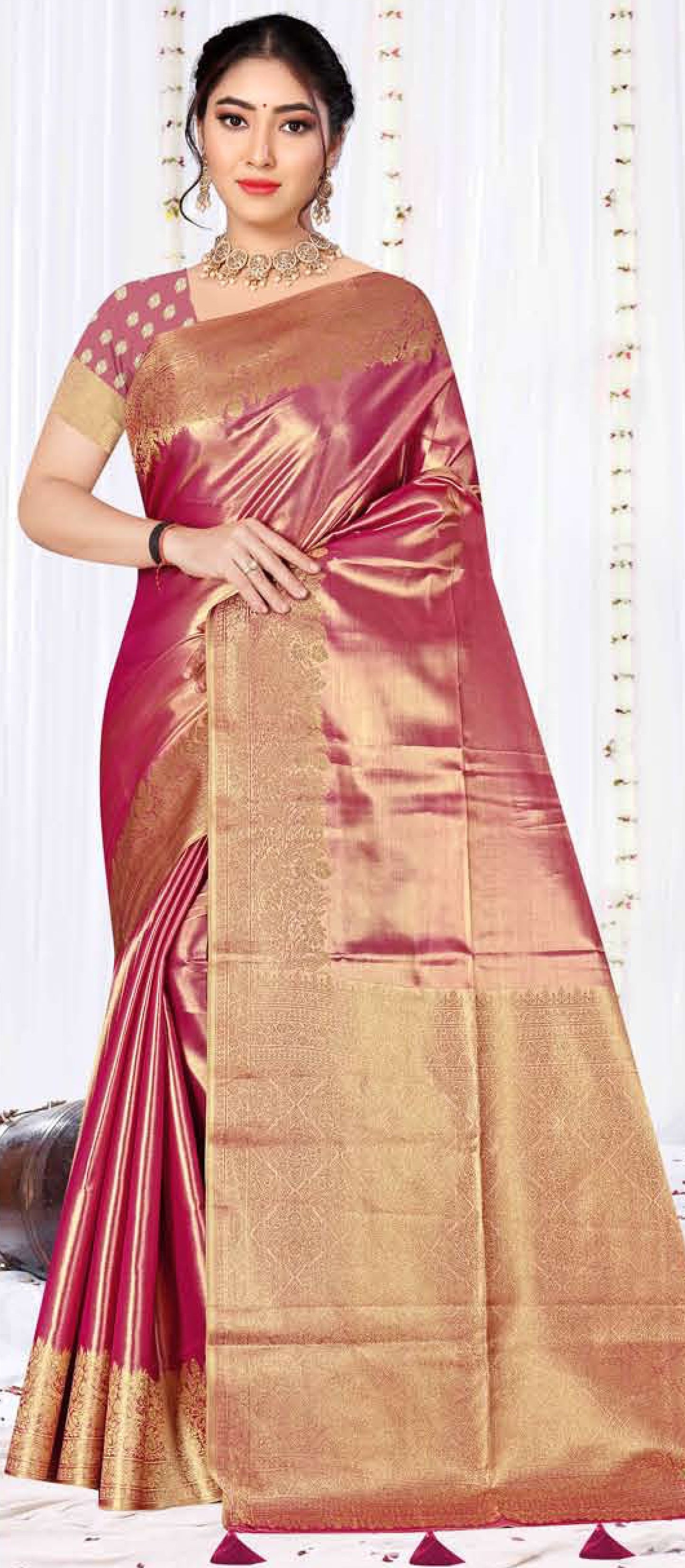 Premium Tissue Silk Saree with Elegant Golden Zari Weaving