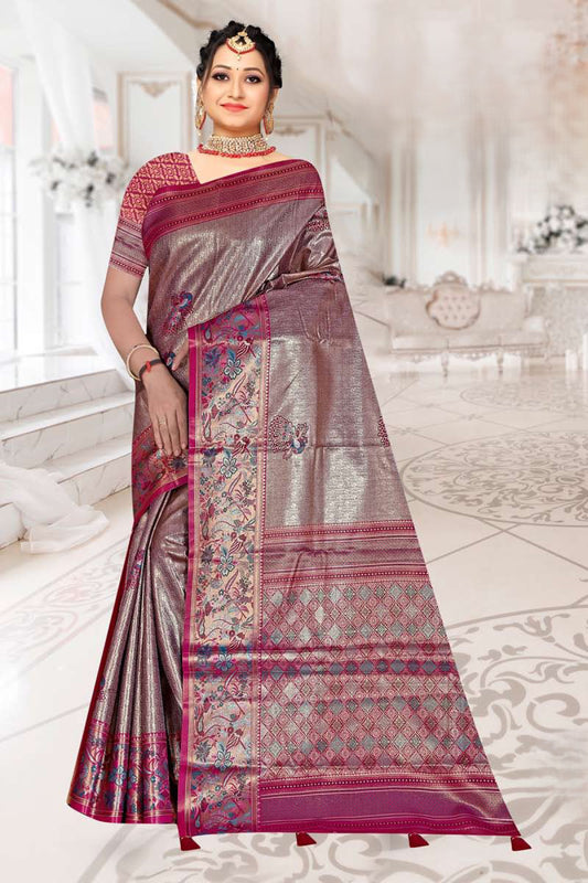Tissue Kanjivaram Silk Saree with Paithani Border