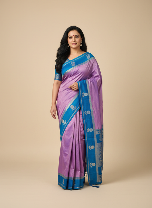 Pink Kanjivaram soft Silk Saree