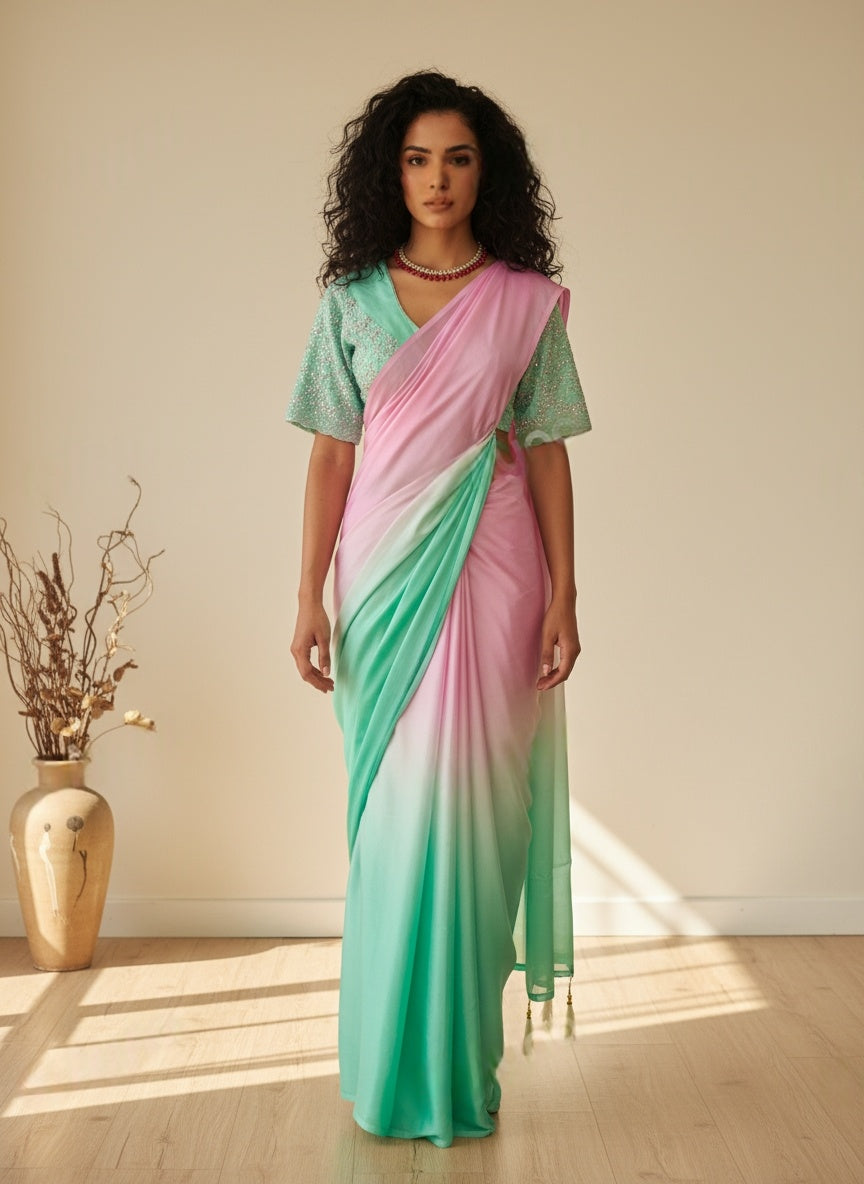 Satin Crepe Saree
