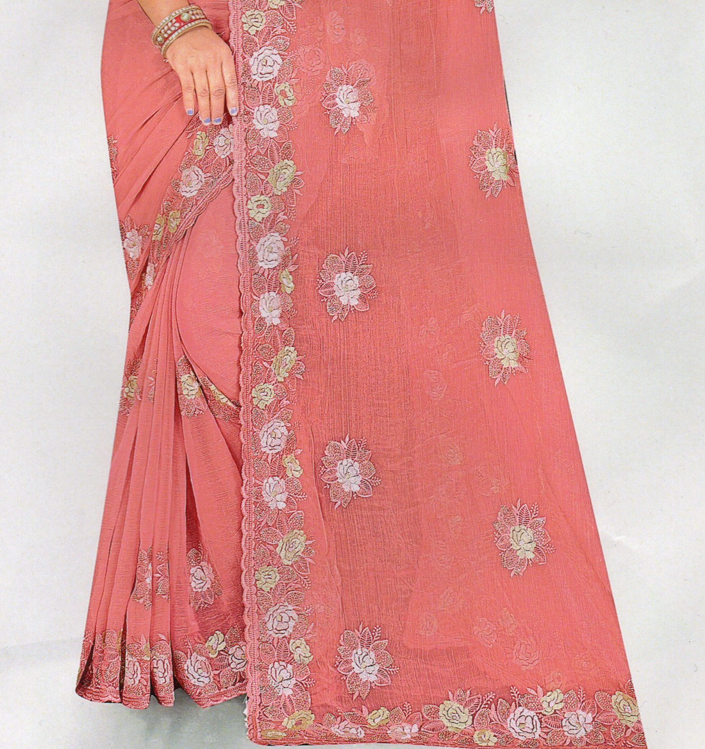 Fendi Chiffon Saree with Embroidered Detailing