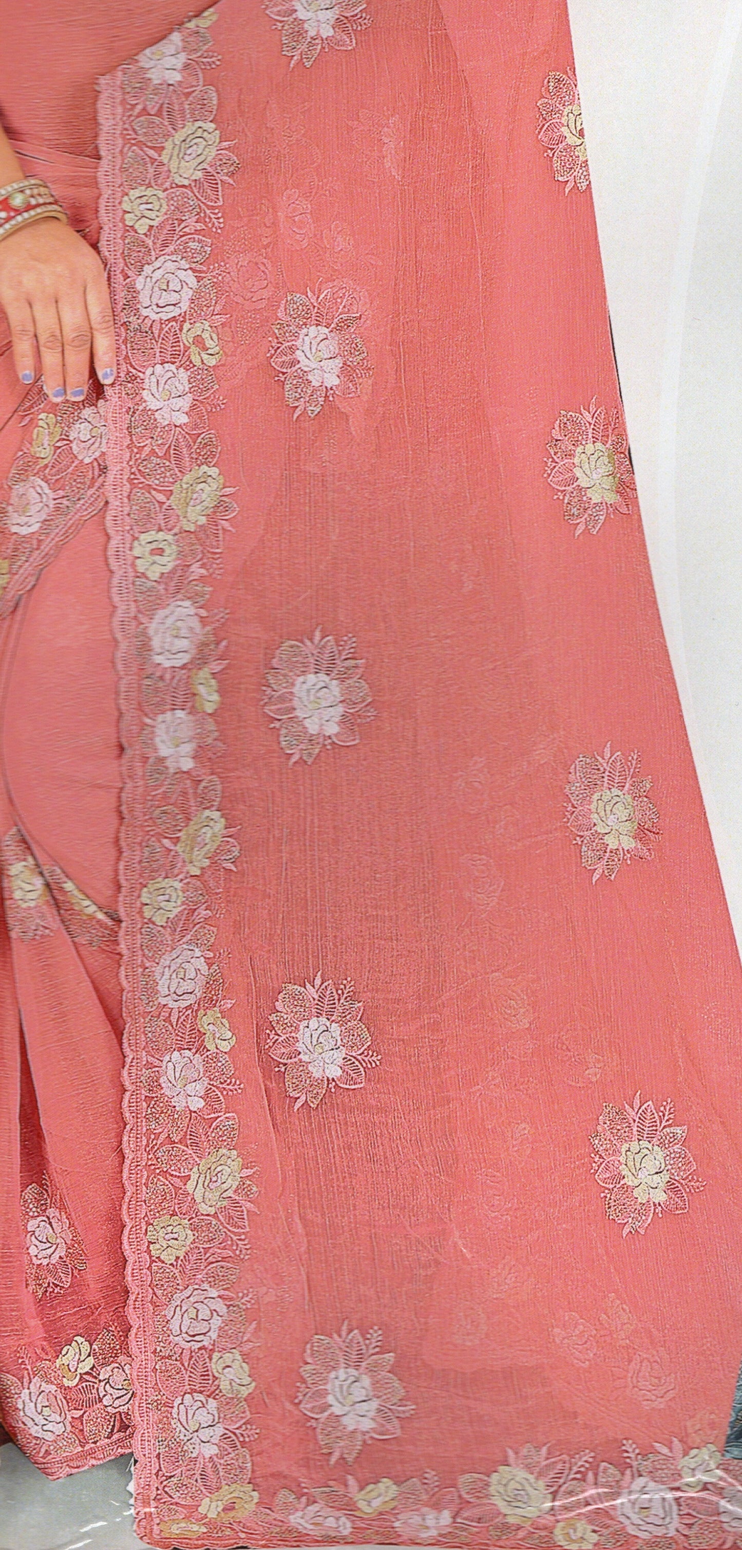 Fendi Chiffon Saree with Embroidered Detailing