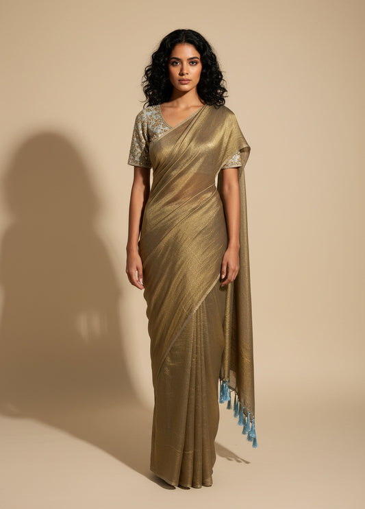 Grey Crush chiffon Silk Saree