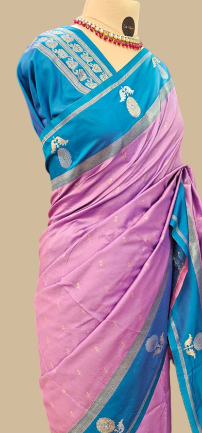 Pink Kanjivaram soft Silk Saree