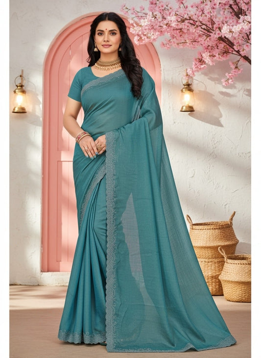 Blue Crush Chiffon silk  Saree
