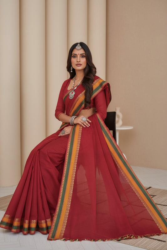 Premium Cotton Saree(without Blouse)